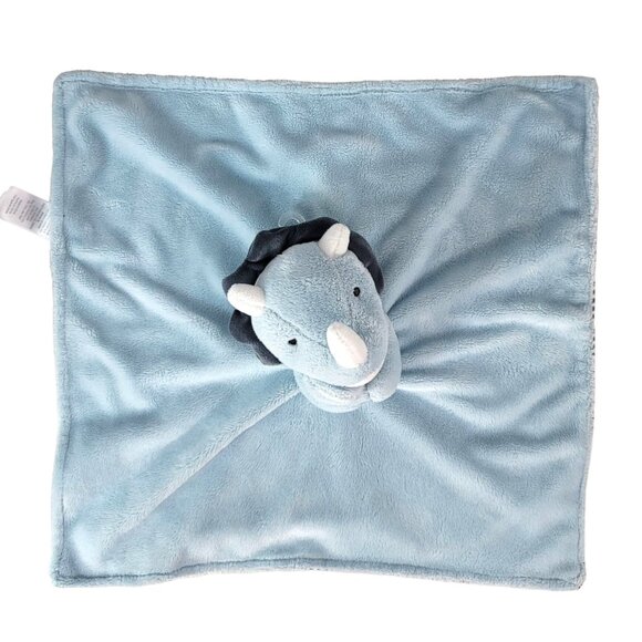 Carter's Lovey Hugging Dinosaur Triceratops Blue 12" Striped Gray Plush 2020 - Picture 7 of 11